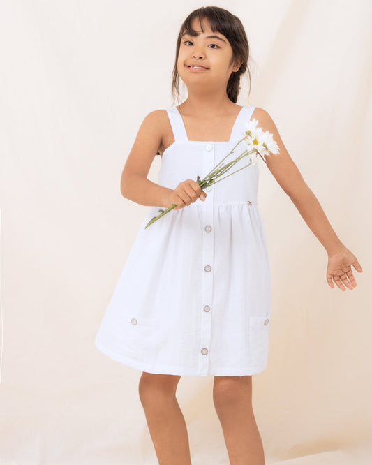 Vestido blanco satinado para niña
