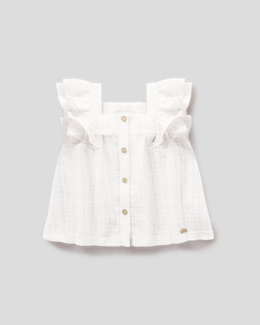 Blusa blanca de botones y boleros para niña